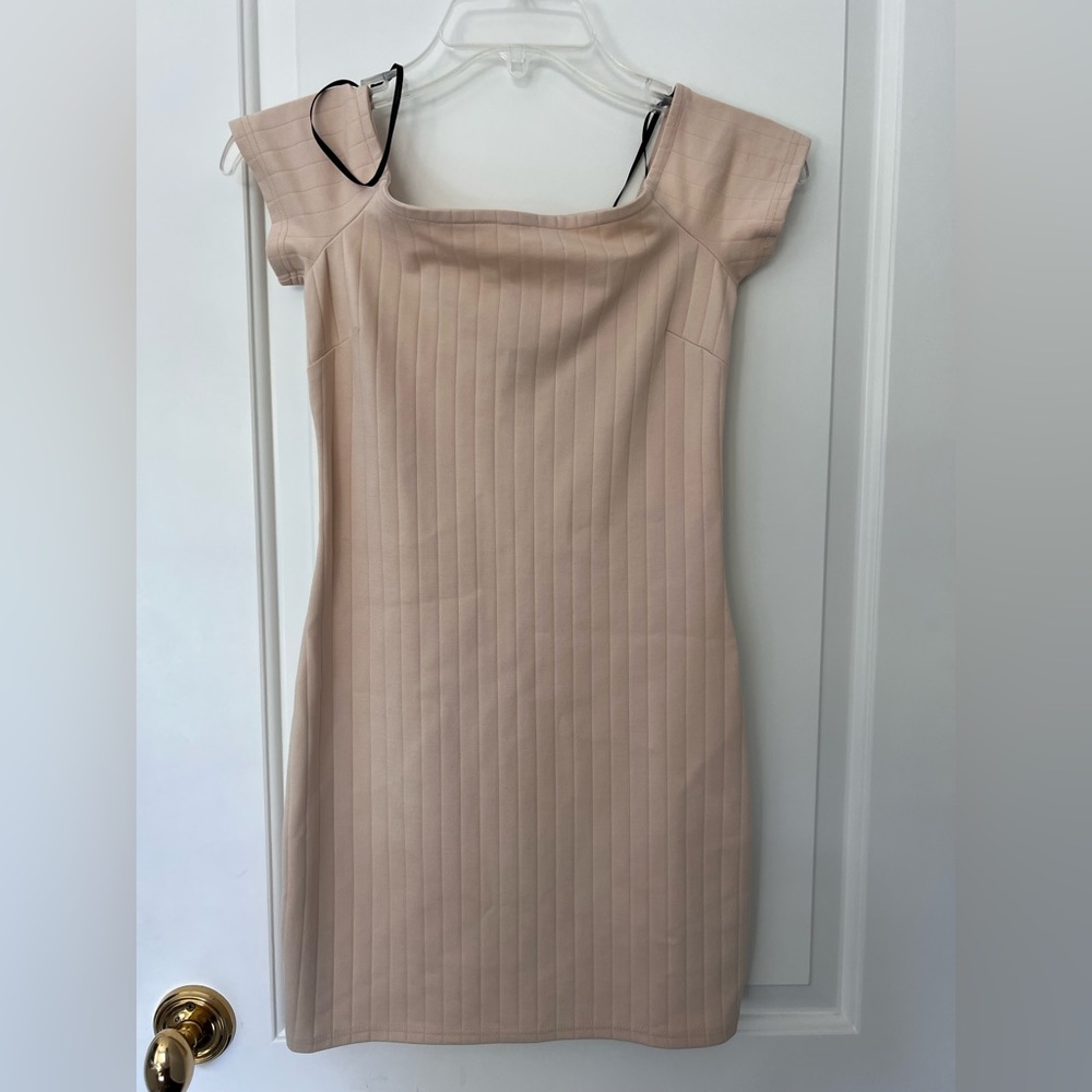 Off shoulder beige short dress small